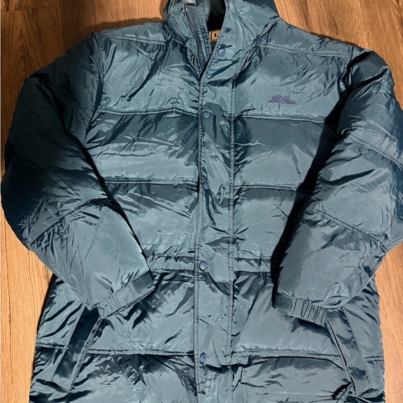 L.L. Bean Men's aqua blue Puffer Jacket Large goose down